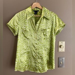 BCBG MaxAzria Chartreuse Polkadot Blouse